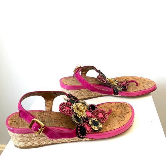 Vaneli Beaded Sandals, Pink Suede, Cork Wedge Heel, Women’s Size 7 - Picture 7 of 7